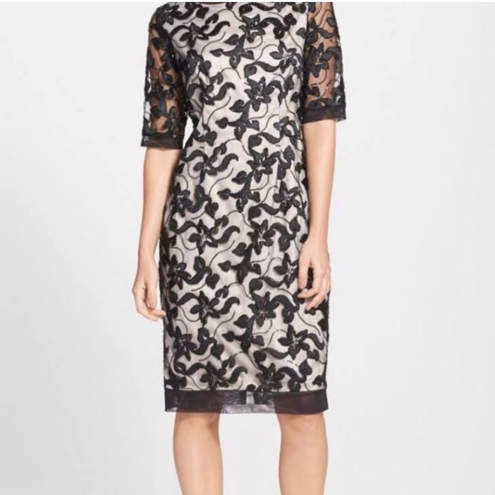 Elegant Black Lace Overlay Dress Elizabeth J size 2P